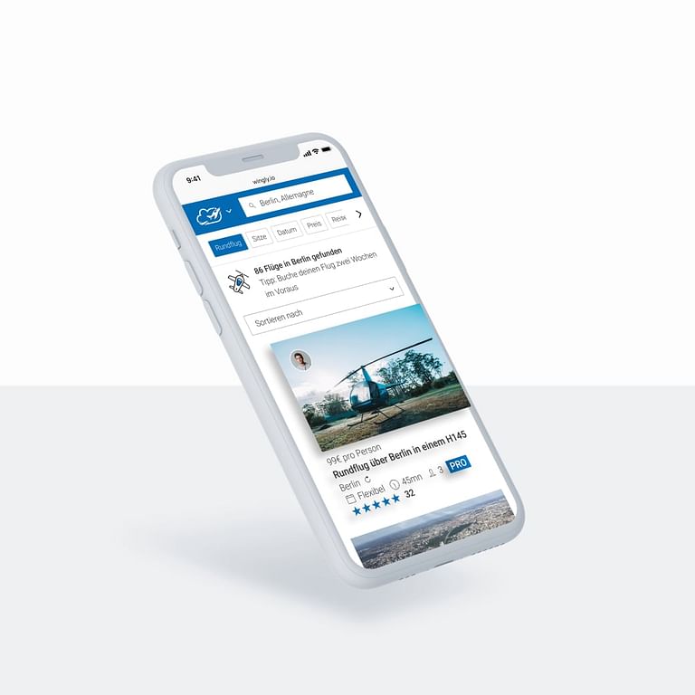 Mobile Anzeige von Wingly Fluglisten