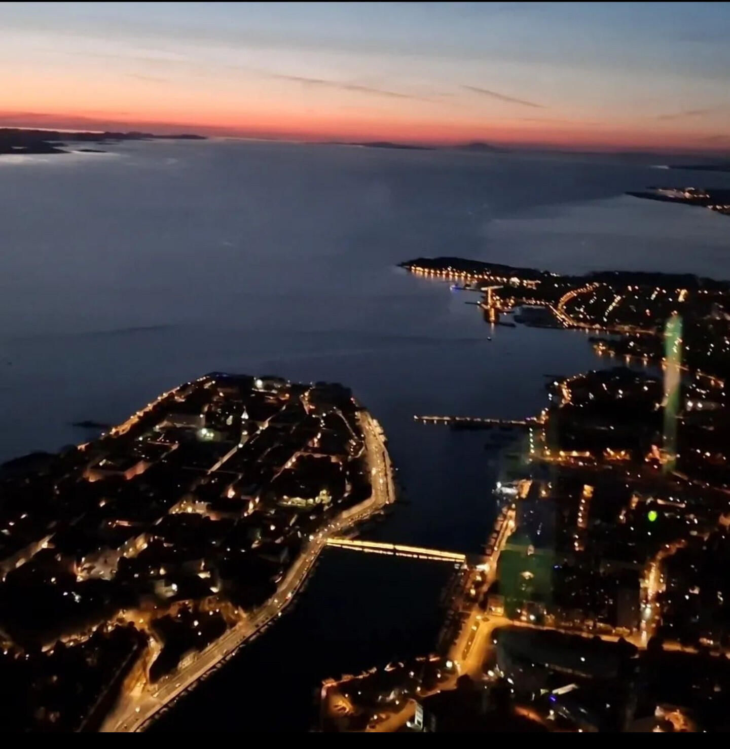 Night flying above Zadar