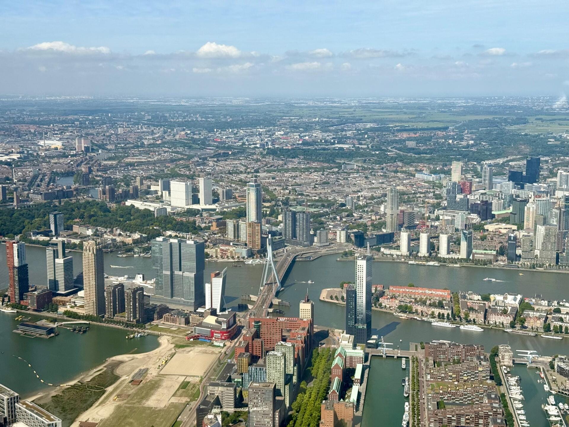 Erasmus bridge, the beach and ‘Kop van Zuid’