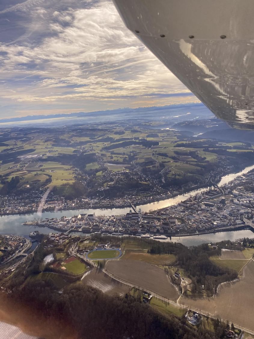Rundflug über Dreiflüssestadt Passau