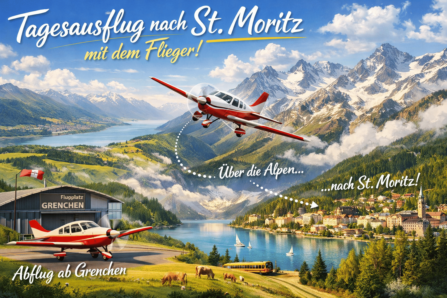 Winterzauber aus der Luft – Flug nach St. Moritz