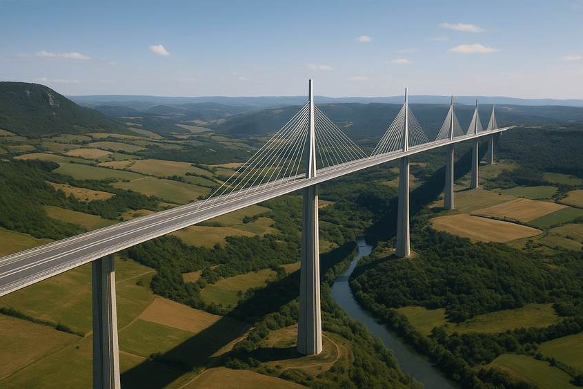 Viaduc de Millau en hélicoptère