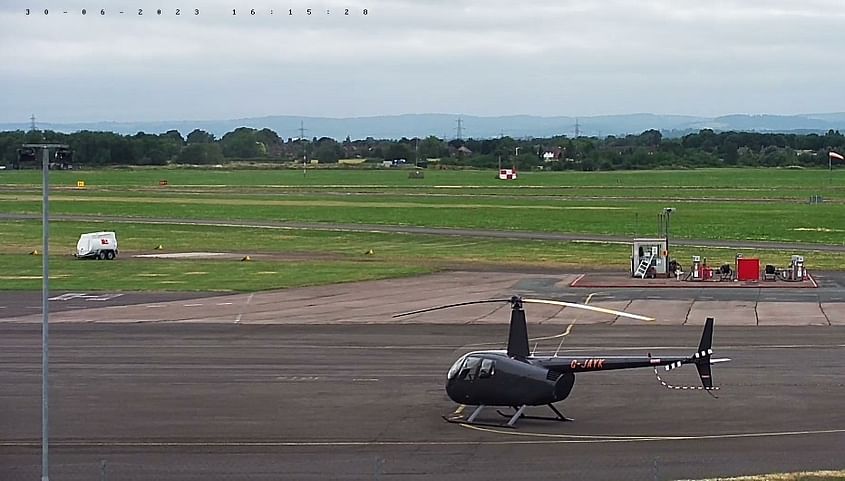 Local land away to speech house by helicopter