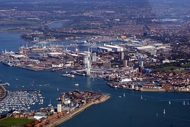 Lets fly via Portsmouth Harbour and around Isle of Wight.