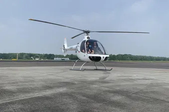 Adventure flight Niederrhein Düsseldorf Braunkohle in a helicopter