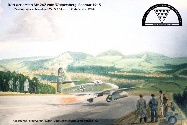 Anflug der Landebahn des Me262-Flugzeugwerkes bei Kahla