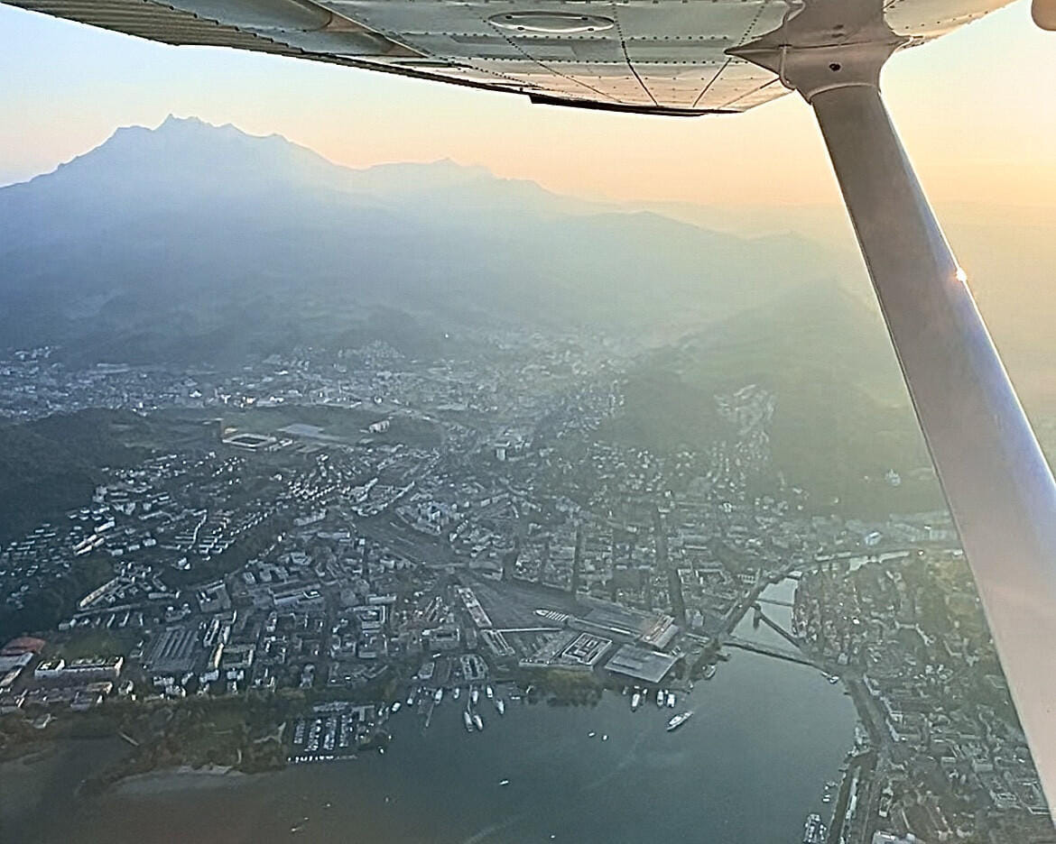 The city of Lucerne with its famous local mountain: Mount Pilatus