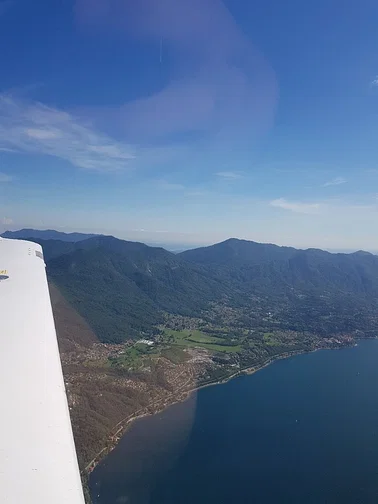 Flight over Ticino, Italy or Swiss alps