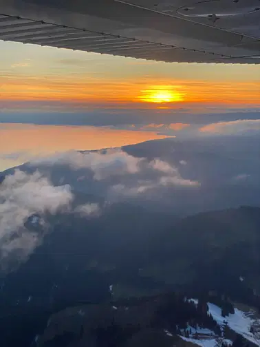 Le coucher de soleil vu du ciel, de la Gruyère au Lavaux