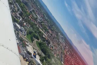Abflug über dem Technikmuseum