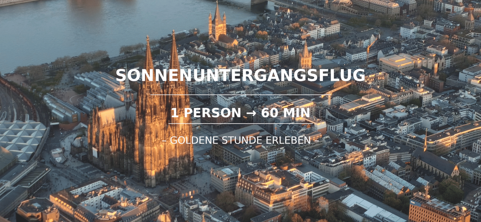 Sonnenuntergangsflug über Köln - 60 Min./1 Person
