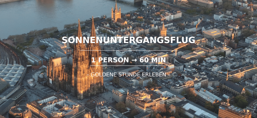 Sonnenuntergangsflug über Köln - 60 Min./1 Person