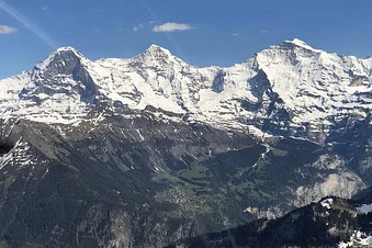 Eiger, Mönch, Jungfraujoch, Jungfrau, unten Wengen
