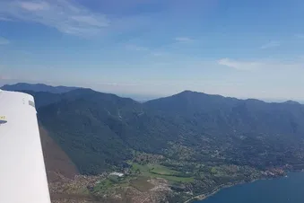 Flight over Ticino, Italy or Swiss alps