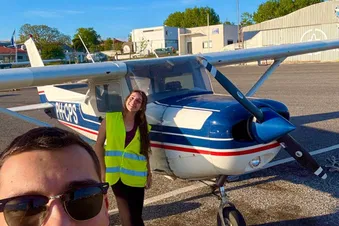 Happy passenger after the flight
