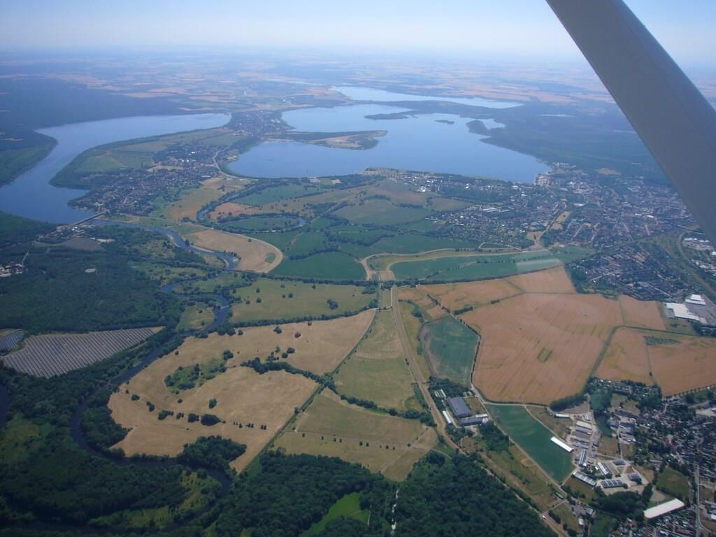 Goitzschesee, links daneben Mulde-Stausee
