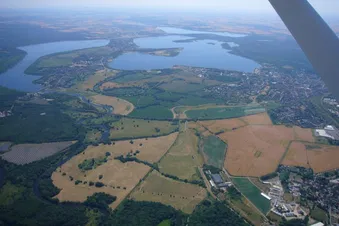 Goitzschesee, links daneben Mulde-Stausee