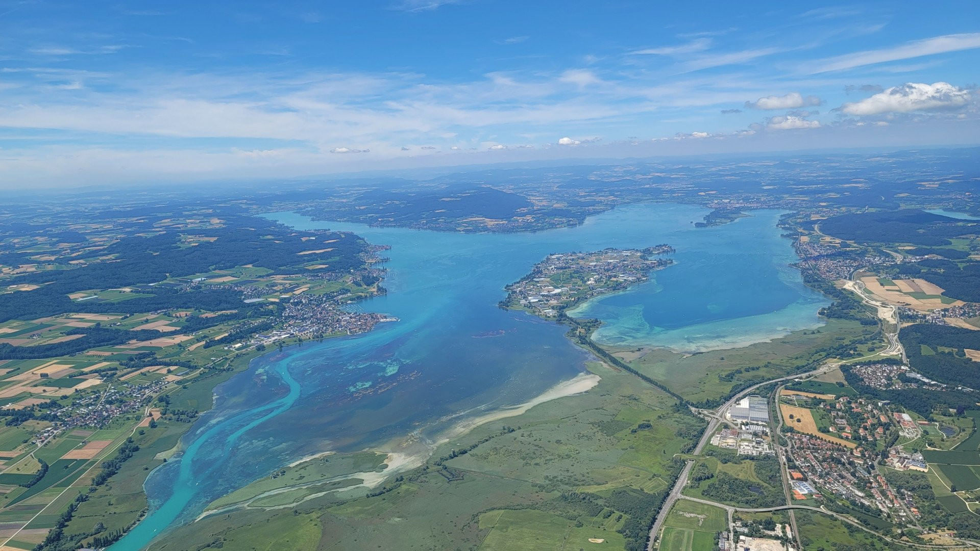 Schöner Bodensee und Rheinfall (Schweiz) Rundflug