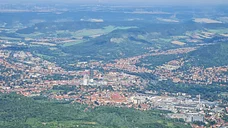 Leuchtenburg, Jena und Dornburger Schlösser von oben