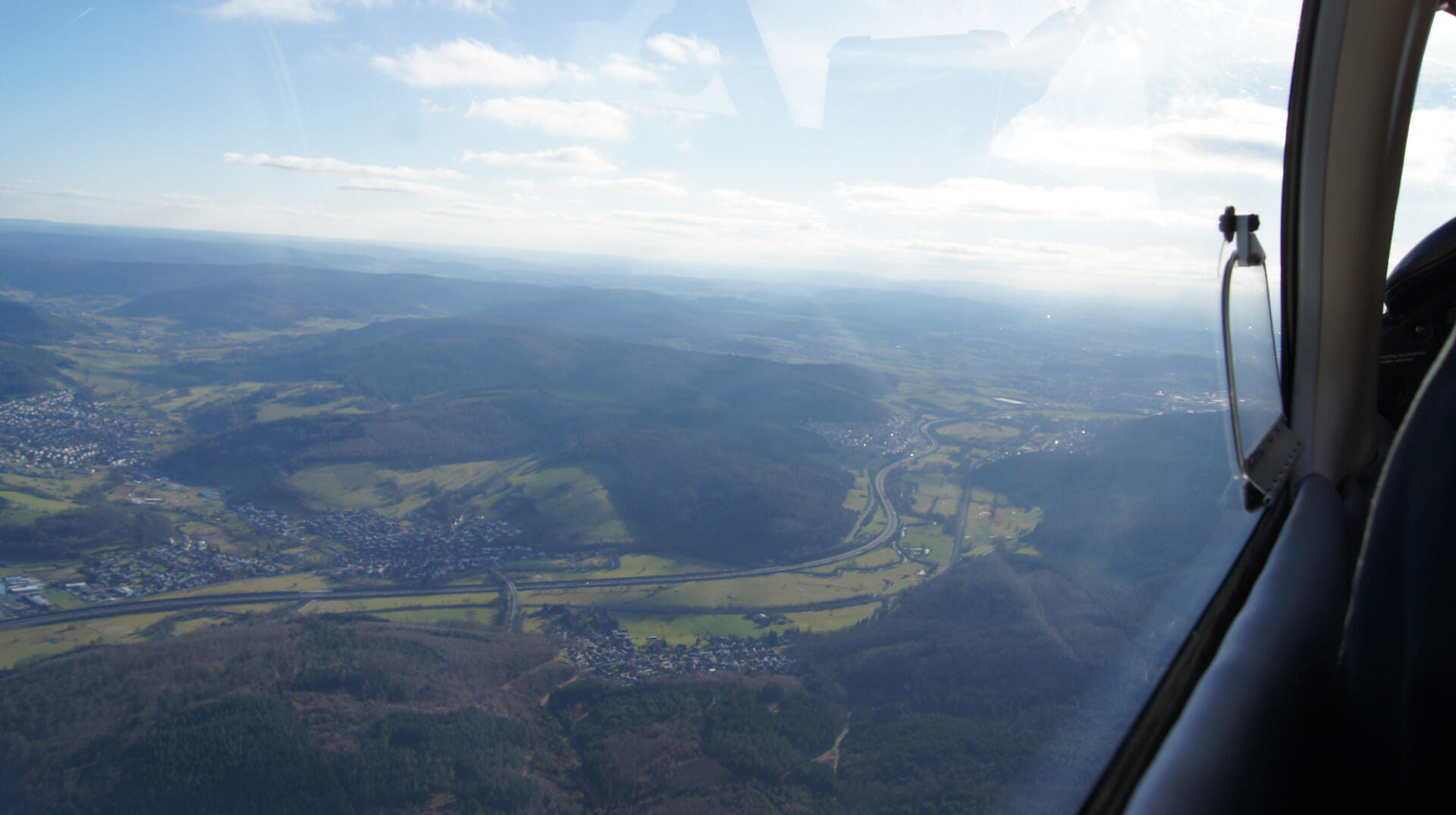 Erlebnisflug Odenwald, dem Main entlang bis nach Seligenst.