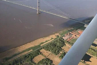 The Humber Bridge and Lincolnshire Coastline from the Air