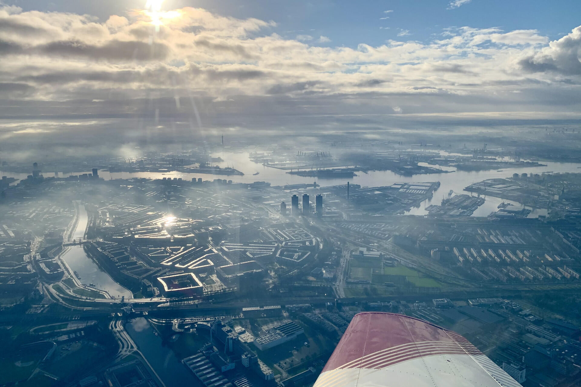 Overlooking Rotterdam city and harbour
