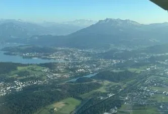 Blick auf den Rotsee, Luzern und den Pilatus