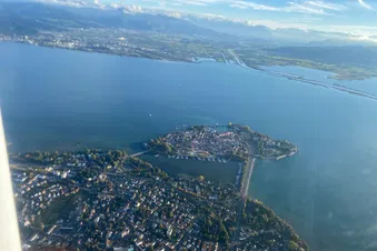 The famous Lindau Island in the middle of lake Constance