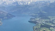 Thunersee, Spiez, Hintergrund Eiger, Mönch, Jungfraujoch, Jungfrau