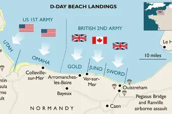 Carte des plages du débarquement