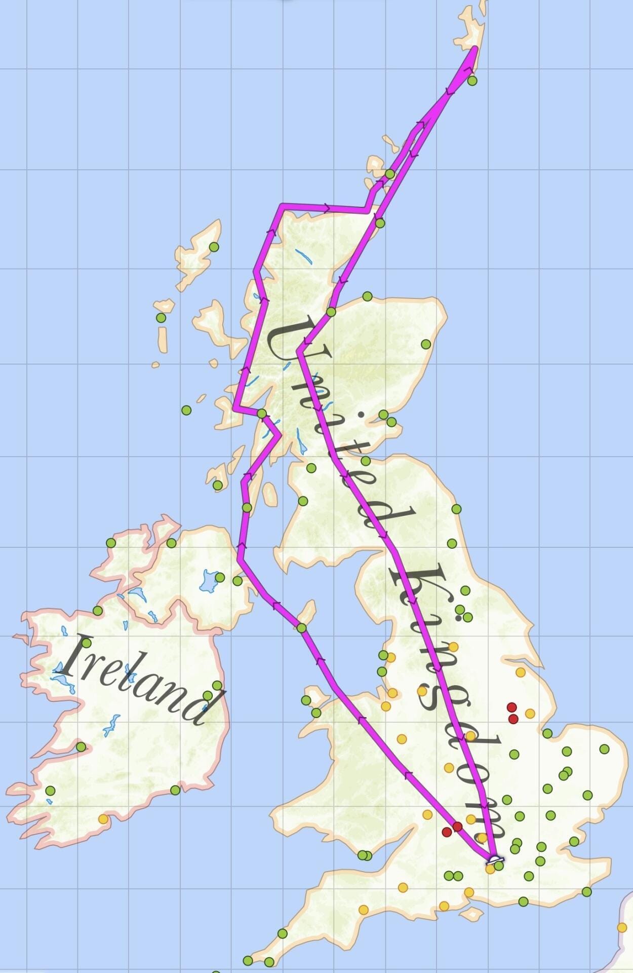 Route for trip 1 and 2