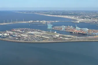 Thornton windmill farm and Port of Zeebrugge