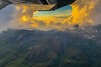 Sunset flight to the top of Europe and Matterhorn