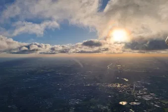 Rückflug im Abendrot