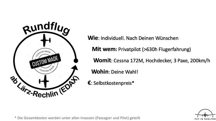 Rundflug mit Start und Landung am Flugplatz Lärz-Rechlin