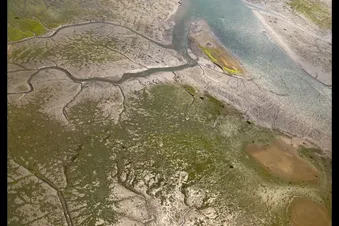 Le Bassin d'Arcachon et la côte vus du ciel. Birds eye view.