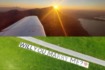 Heiratsantrag ganz speziell, "Will you Marry Me?" Banner