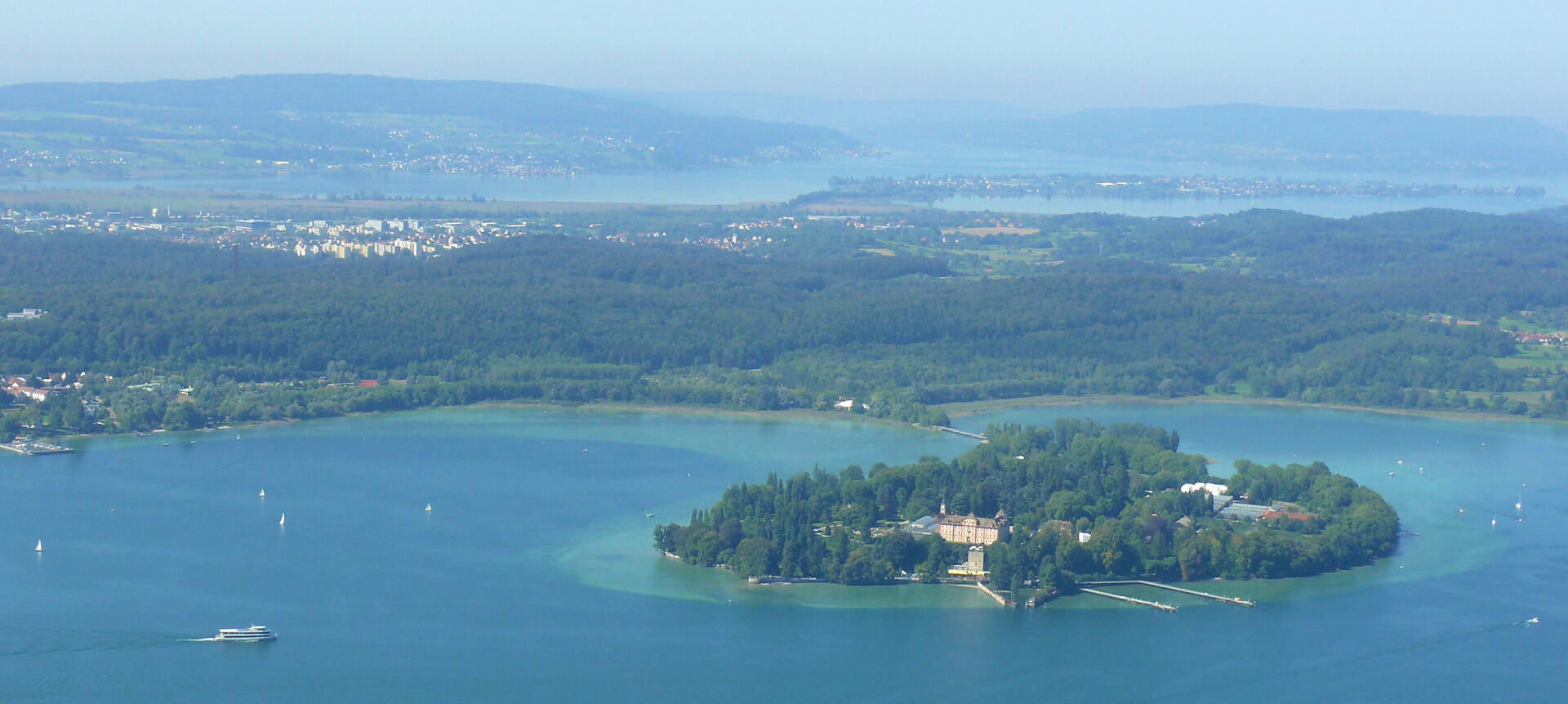 Bodenseerundflug 90min  Lindau Mainau Überlingen Weingarten