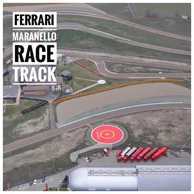 Ferrari, Maserati, Pagani and Lamborghini from above in heli