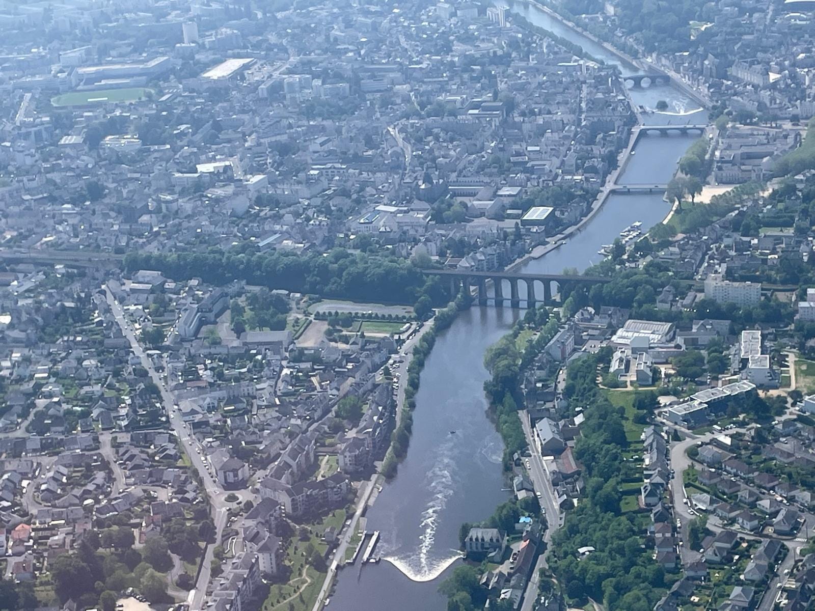 La Mayenne vue du ciel (depuis Le Mans) - Maine Mayenne