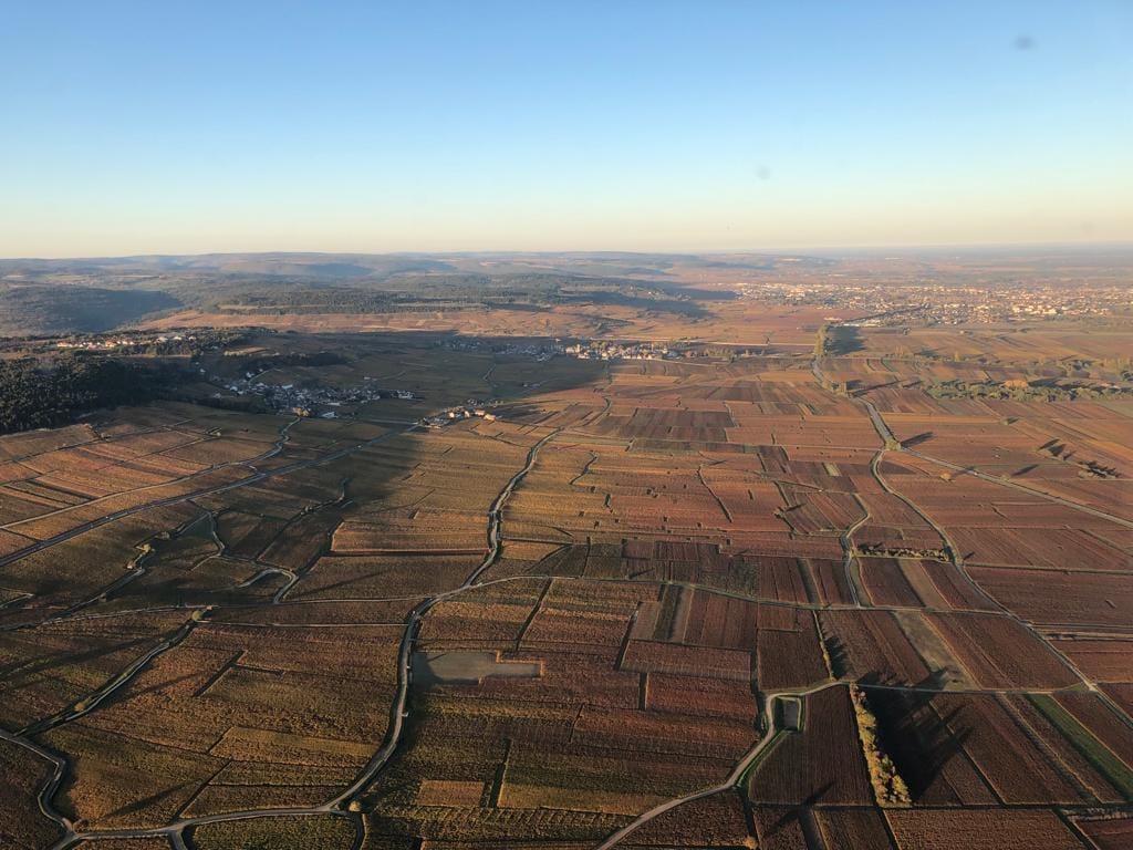 Le vignoble bourguignon vue du ciel