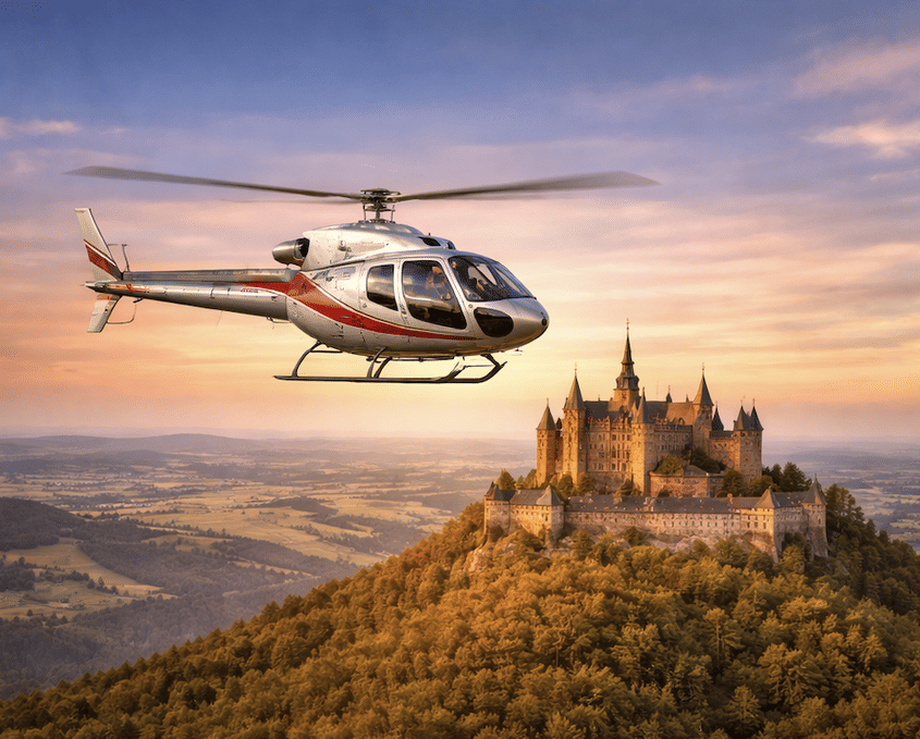 Großer Rundflug entlang der Burgen der Region