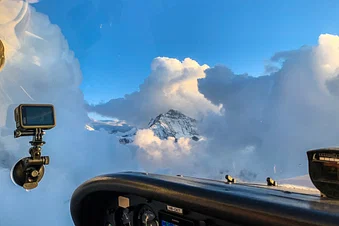 Sunset flight to the top of Europe and Matterhorn