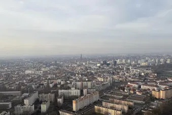 Vue sur Strasbourg à l'atterrissage