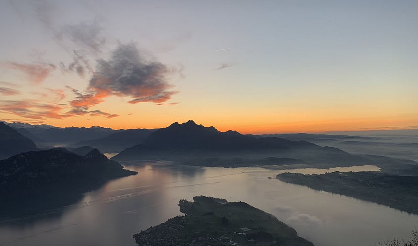 Zentralschweiz bei Sonnenuntergang