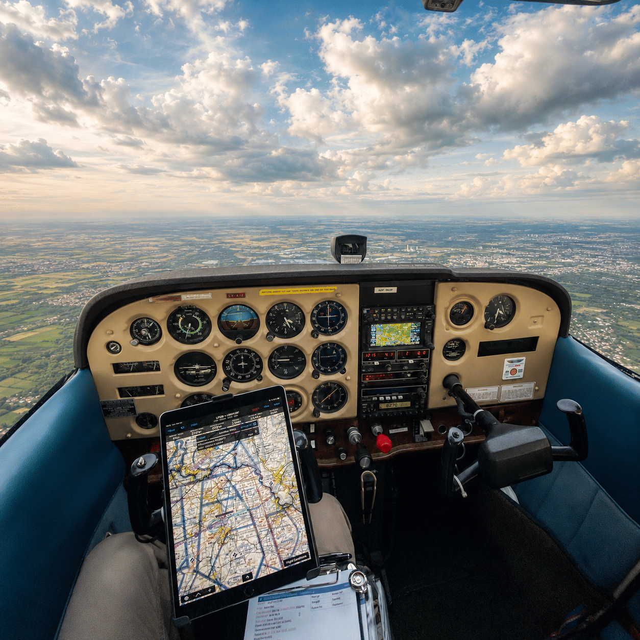 Vue du cockpit du Cessna 172
