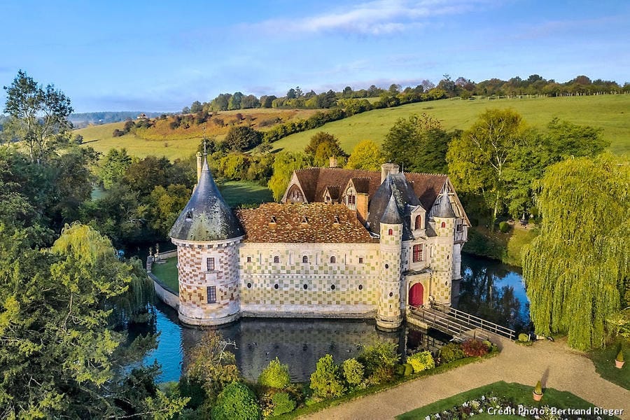 Vol en hélico : Perche, Pays d'Auge, plage de Cabourg