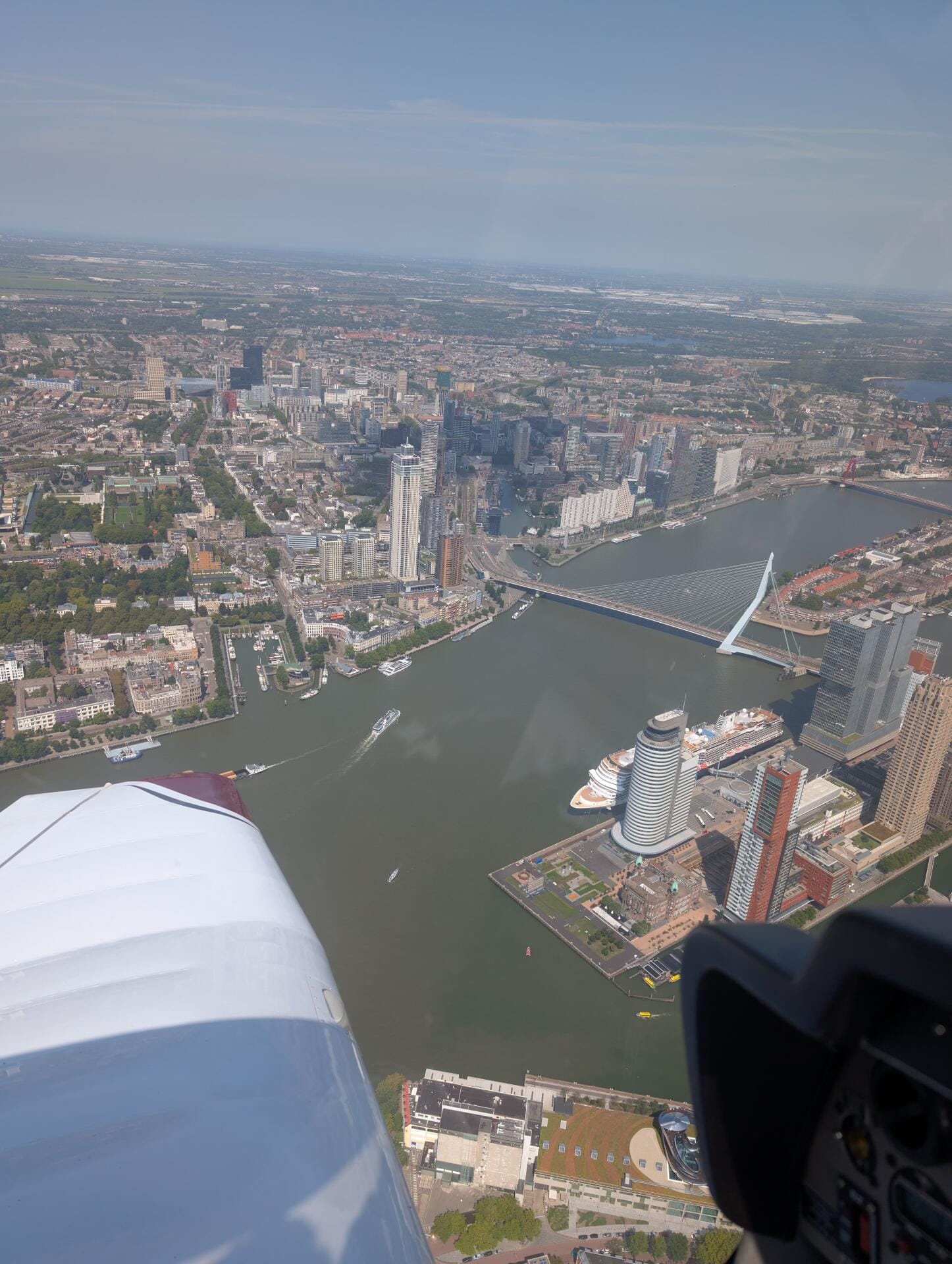 Erasmus bridge and cruise terminal, with the historic ‘Veerhaven’ across the river