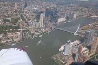 Erasmus bridge and cruise terminal, with the historic ‘Veerhaven’ across the river