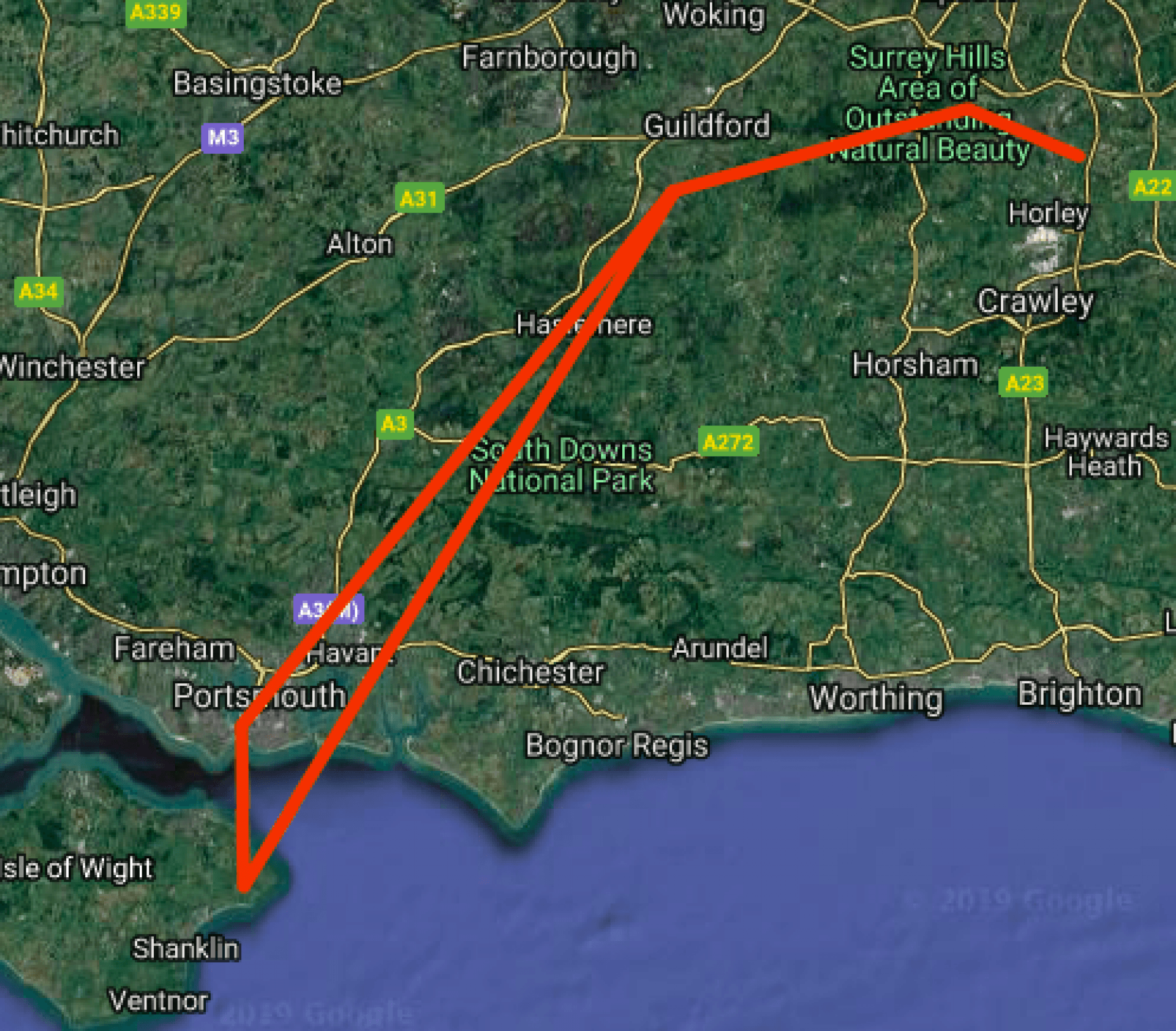 Excursion flight to Bembridge, flying over Portsmouth